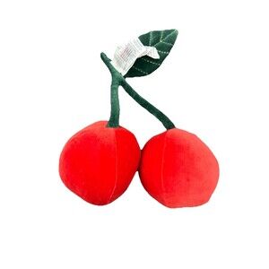 Velvet Cherry Plush Decor Pillow Red Fruit Luxe Anthropologie Style EUC BIN3